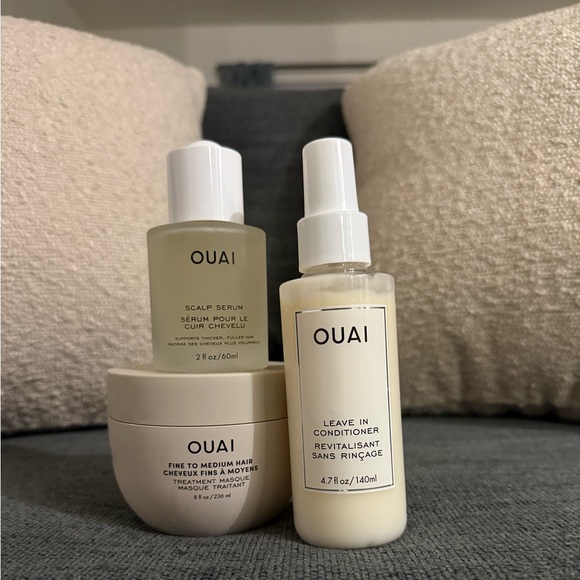 OUAI Hair Care Trio with White and Cream Packaging